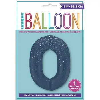 GLOBO Nº0 AZUL HOLOGRAFIC.86CM