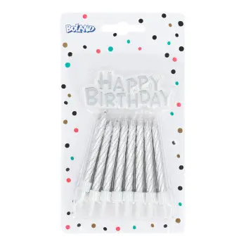 P/16 VELAS ESPIRAL+H.B.PLATA