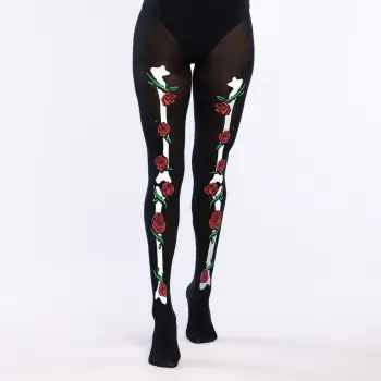 MEDIAS ESQUELETO CON ROSAS T-U