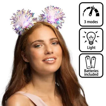 DIADEMA POMPONES LUZ LED
