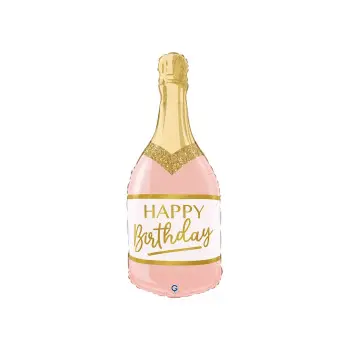 GLOBO BOTELLA ROSA HAPPY BDAY