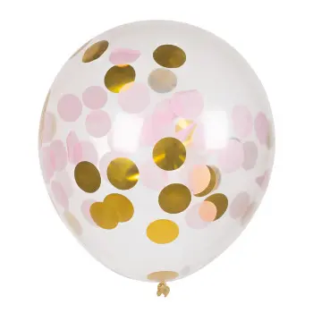 P/5 GLOBO 12"CONFETTI ORO/ROSA
