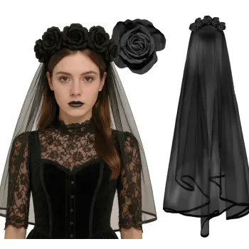 DIADEMA ROSAS NEGRAS C/VELO