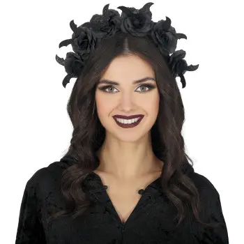 DIADEMA FLORES NEGRAS+MURCIELA