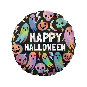 GLOBO 18"HAPPY HALLOWEEN IRID.