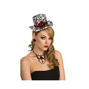 MINI SOMBRERO BL/NG C/ROSAS RO