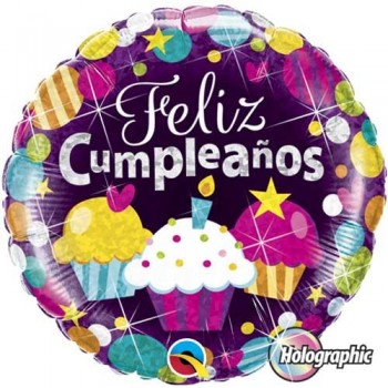 Globo 18"Feliz Cumple Holograf