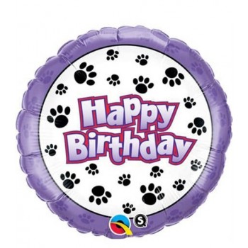 Globo 18" Happy B-Day Huellas