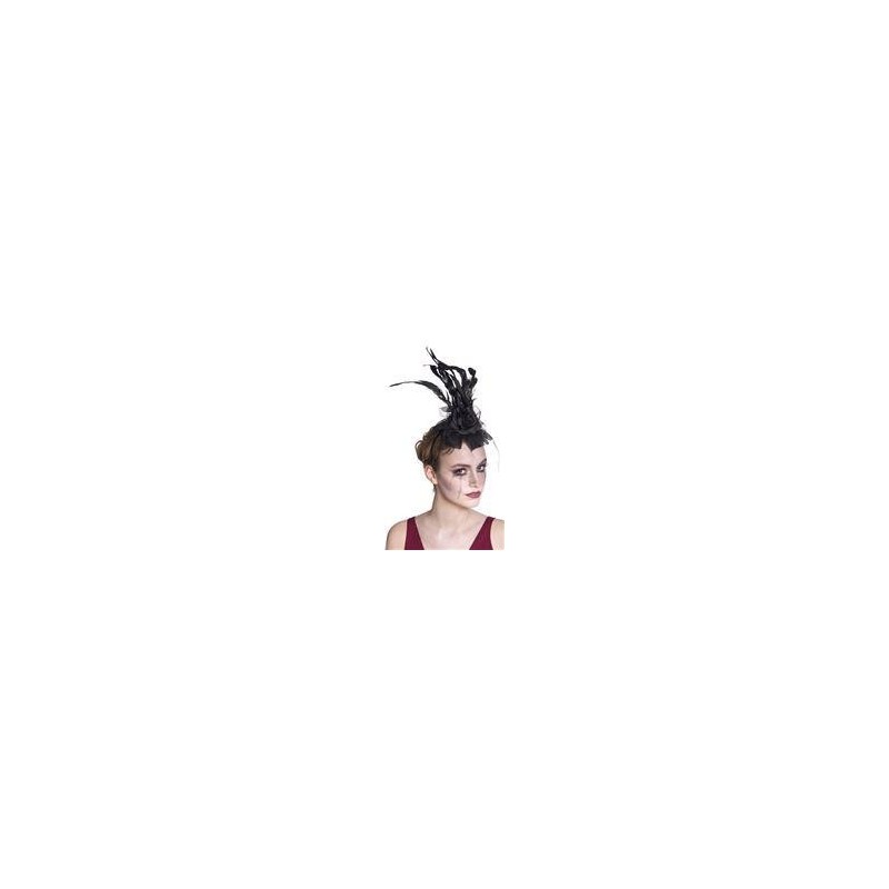 Tocado Rosette C/Plumas Negras