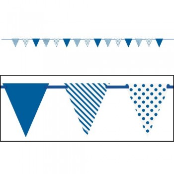 Banderin Rayas Azul 3.2M Papel
