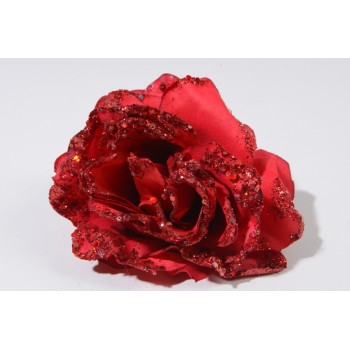 ROSA ROJA GLITTER C/CLIP 14CM