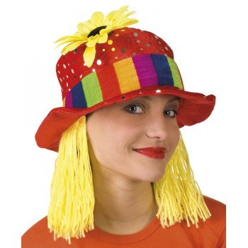 Sombrero Payaso Pelo+Flor