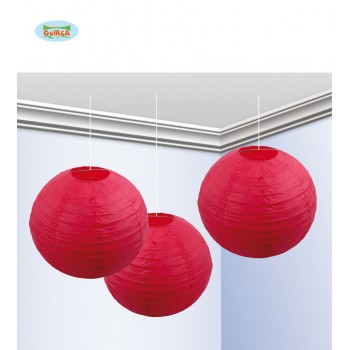B/3 FAROLES 25CM ROJO