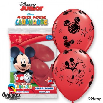 P/6 Globos Mickey Rojos