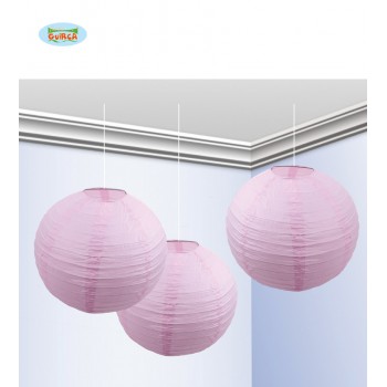 B/3 FAROLES 25CMS ROSA