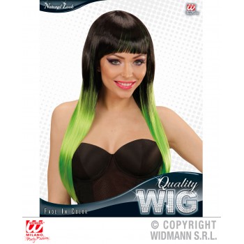 PELUCA NEGRA C/PUNTAS VERDE