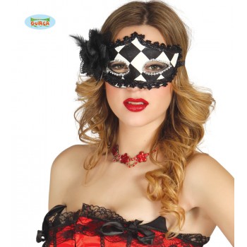 ANTIFAZ ARLEQUIN C/ROSA NEGRA