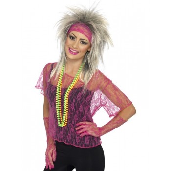 Camiseta Encaje Rosa Neon