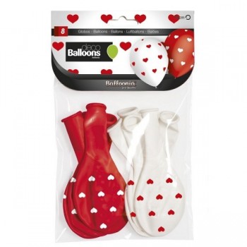 B/8 Globos 95Cm Corazones Cool