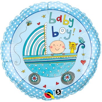 Globo Palo Carro Baby Boy Azul