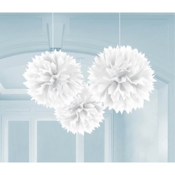 P/3 Pompon Papel Blanca