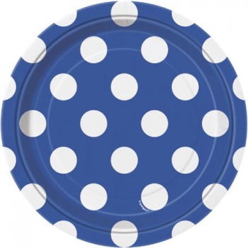 P/8 Plato 17 Azul Topos Blanco
