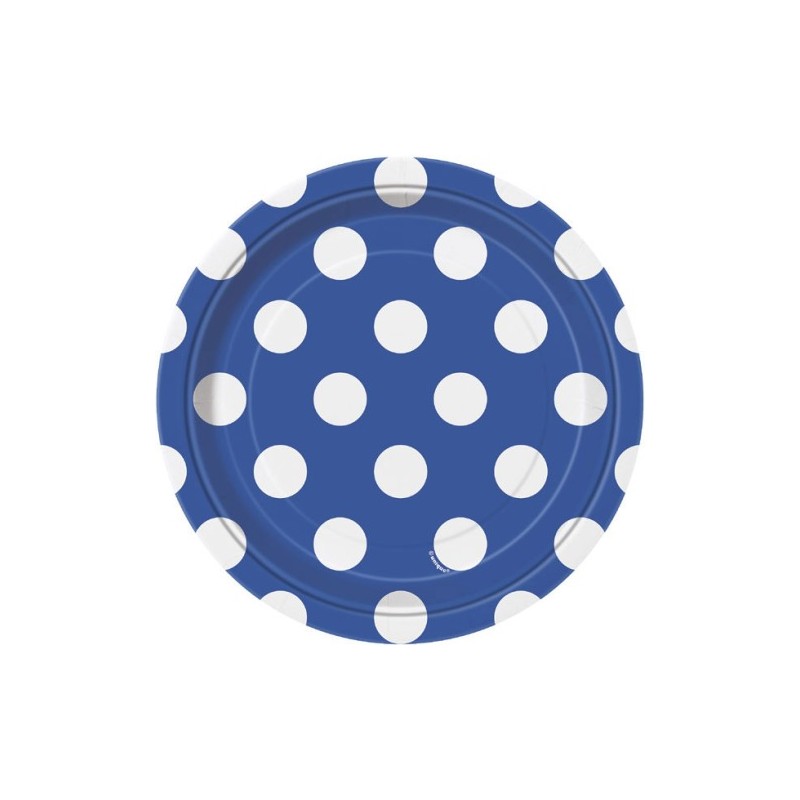 P/8 Plato 17 Azul Topos Blanco P/8 Plato 17 Azul Topos Blanco