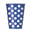 P/6 Vasos Azul Topos Blancos
