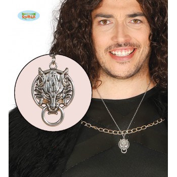COLLAR C/LOBO PLATA