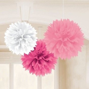 P/3 Pompon Baby Girl Rosa/Blan