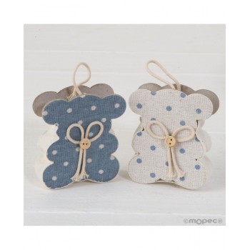 Bolsa Osito Azul/Marfil Topos
