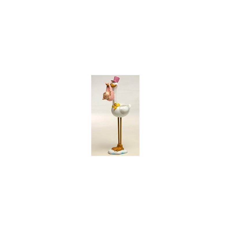 Figura Cigueña Gorro Rosa 22CM Figura Cigueña Gorro Rosa 22CM