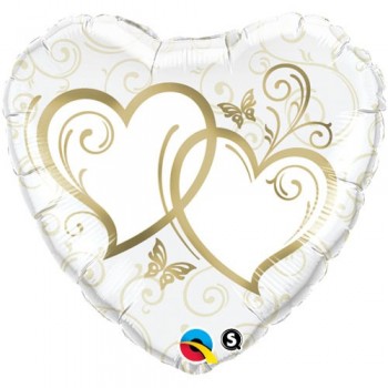 Globo 36"Corazon Blanco Y Oro