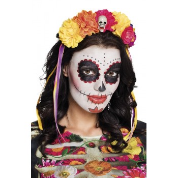 Tiara Dia Muertos Flores Cinta