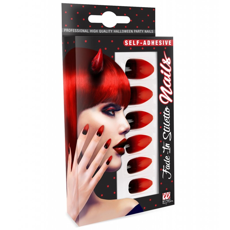 Set 12 Uñas Negras Sombr.Roja Set 12 Uñas Negras Sombr.Roja