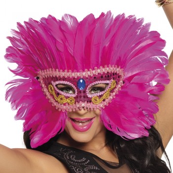 Antifaz Plumas Rosa Flamingo