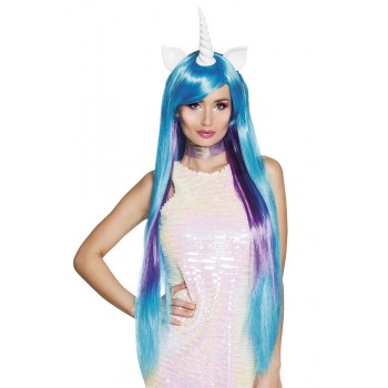 Peluca Unicornio Azul/Violeta
