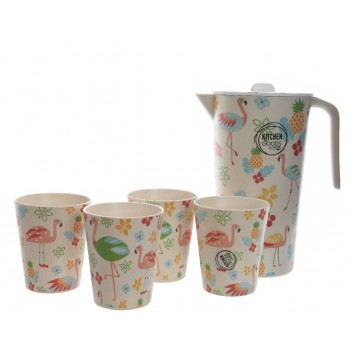 Set Jarra+Vasos Bambu Flamenco