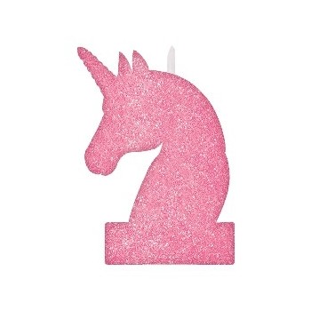 Vela Unicornio Glitter Rosa