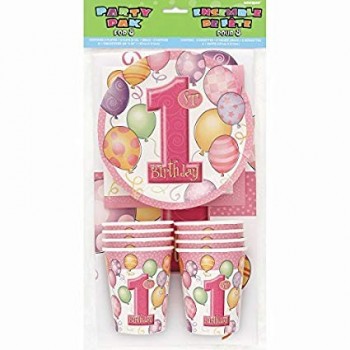 Set Vajilla 1St Birthday Rosa