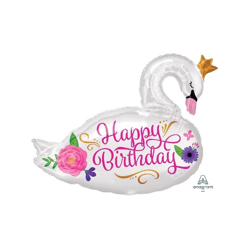 Globo Cisne Blanco Corona Bday