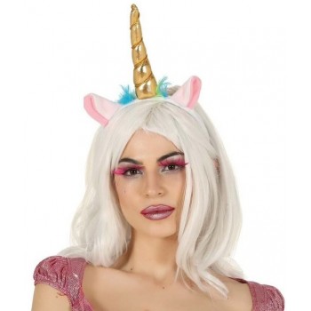 Diadema Unicornio Cuerno Oro