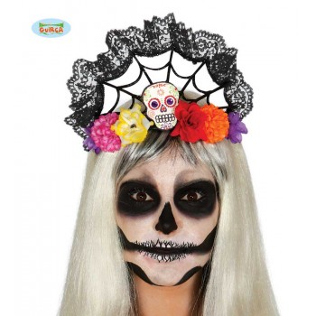 DIADEMA C/CALAVERA Y FLORES