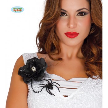 Broche Flor Negra C/Araña