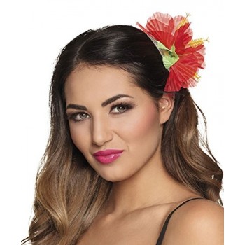 Pinza Pelo Flor Hibisco Rosa