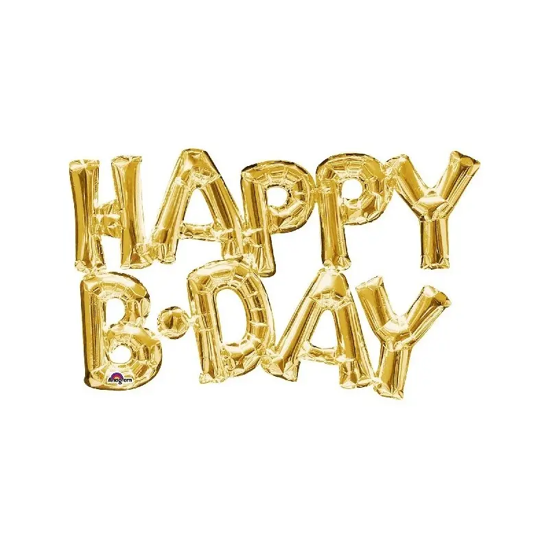 Globo Letras "Happy B-Day" Oro