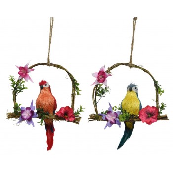 Colg.Loro C/Flores 28Cm