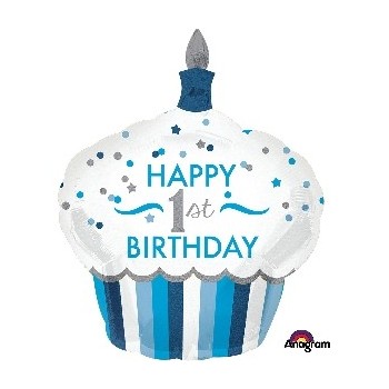 Globo Cupcake H.1St Bday Azul