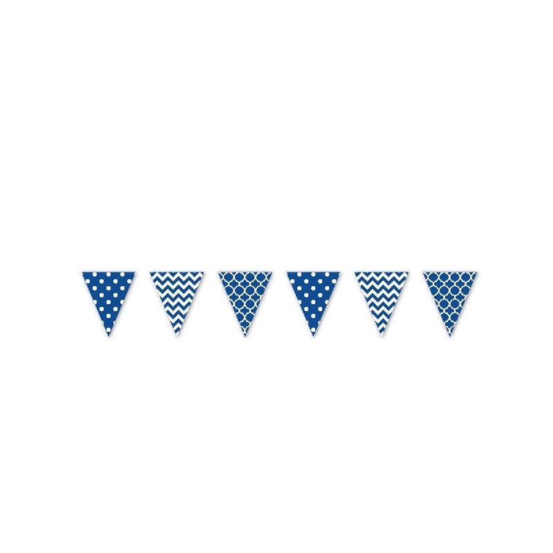 Banderin Azul Mix Dots&Chevron