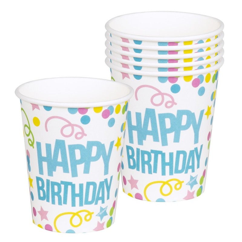 P/6 Vasos Happy Birthday Punto